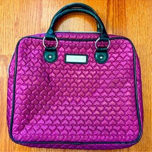 Betsey Johnson Laptop Bag Pink Metallic heart print